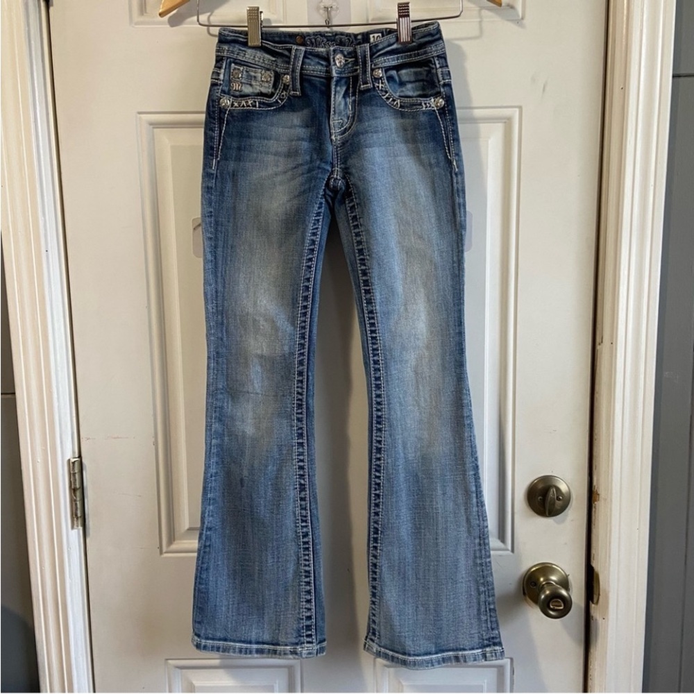 Girls Miss Me Bootcut Embellished Embroidered Sparkle Denim Jeans 10